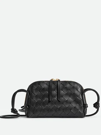 Bottega Veneta Mini Leather Zip Bag With Adjustable Strap In Pattern