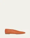 Bottega Veneta Mini Lido Intrecciato Leather Ballerina Flats In Burned Orange