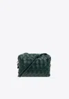 Bottega Veneta Mini Loop Intrecciato Leather Shoulder Bag In Emerald Green