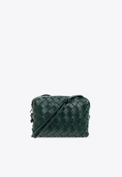 Bottega Veneta Mini Loop Intrecciato Leather Shoulder Bag In Green