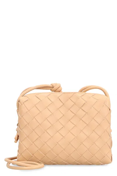 Bottega Veneta Mini Loop Leather Camera Bag In Beige