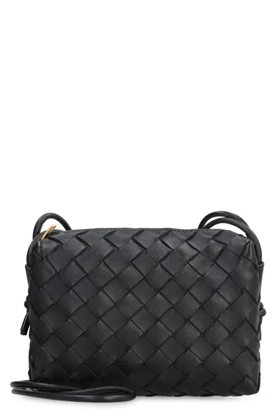Bottega Veneta Loop Mini Intrecciato Crossbody Bag In Black