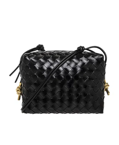 Bottega Veneta Mini Loop Leather Camera Bag In Black