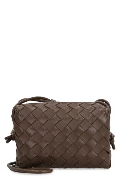 Bottega Veneta Mini Loop Leather Camera Bag In Light Brown-gold