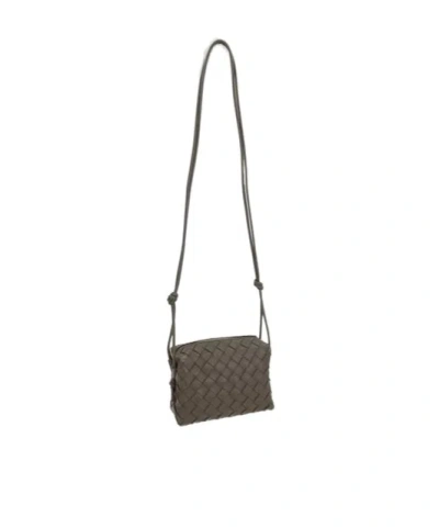 Bottega Veneta Mini Loop Woven Shoulder Bag In Brown