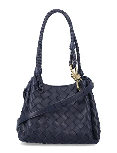 Bottega Veneta Small Parachute Shoulder Bag In Intrecciato Leather In Blue