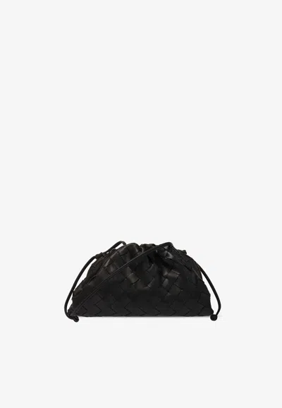 Bottega Veneta Mini Pouch Bag In Intrecciato Leather In Black