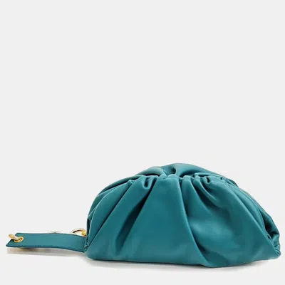 Pre-owned Bottega Veneta Mini Pouch Chain Crossbody Bag In Blue
