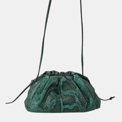 Pre-owned Bottega Veneta Mini Pouch Green Python Leather Clutch Bag