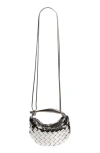 Bottega Veneta Sardin Mini Metallic Intrecciato Top-handle Bag In Vintage Silver