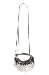 Bottega Veneta Sardin Mini Metallic Intrecciato Top-handle Bag In Silver