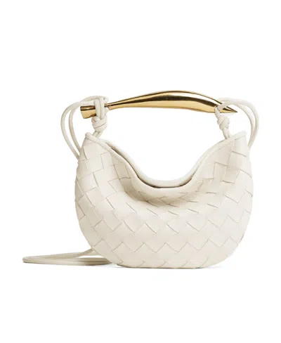 Bottega Veneta Mini Sardine Intrecciato Top-handle Bag In Chalk-m Brass