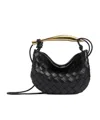 Bottega Veneta Sardine Small Intrecciato Leather Shoulder Bag In Black