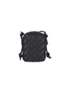 Bottega Veneta Woven Shoulder Bag Adjustable Strap In Black  