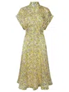 Bottega Veneta Abito In Seta Con Stampa Mini Daisy In Multicolor