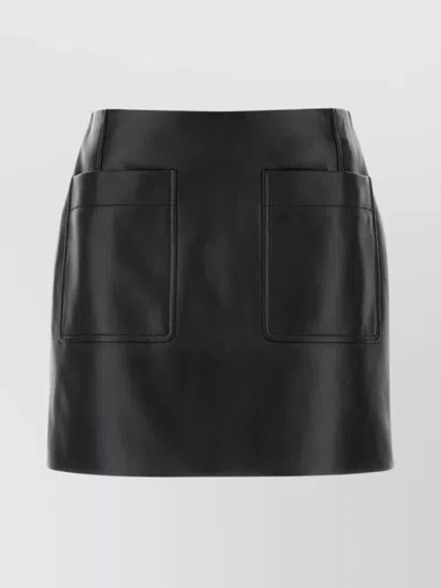 Bottega Veneta Mini Skirt With Back Pockets And Leather Look In Black