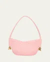Bottega Veneta Mini Solstice Intrecciato Leather Hobo Bag In 6858 Rose-muse Brass