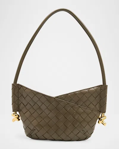 Bottega Veneta Mini Solstice Intrecciato Leather Hobo Bag In Green