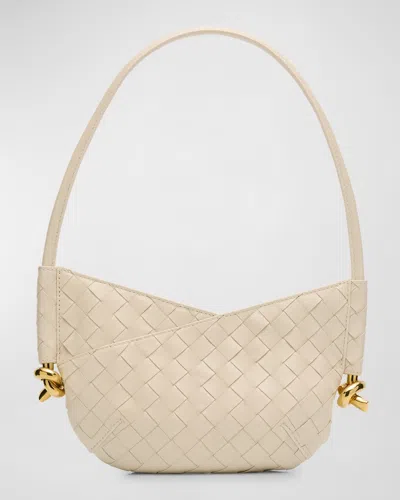 Bottega Veneta Solstice Intrecciato Baby Leather Shoulder Bag In Beige