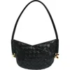 Bottega Veneta Mini Solstice Intrecciato Leather Hobo Bag In Black