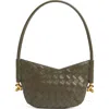 Bottega Veneta Mini Solstice Intrecciato Leather Hobo Bag In Green