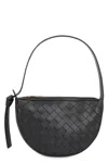 Bottega Veneta Mini Sunrise Leather Shoulder Bag In Black