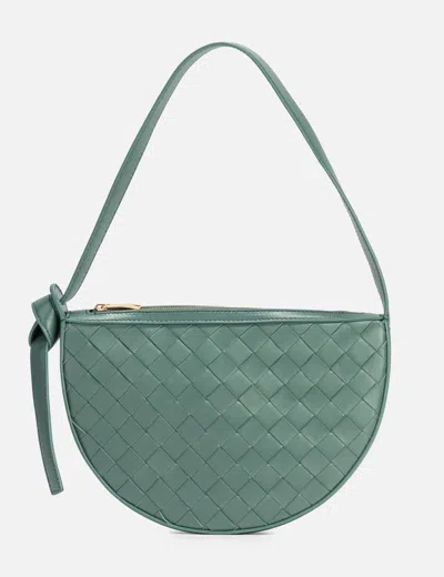 Bottega Veneta Mini Sunrise Leather Shoulder Bag In Green