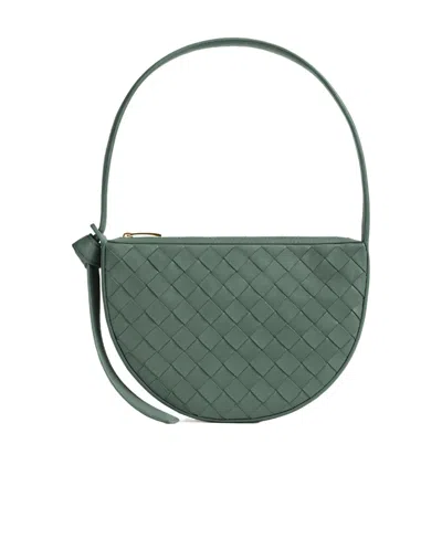 Bottega Veneta Mini Leather Sunrise Top-handle Bag In Green