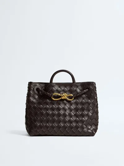 Bottega Veneta Mini Top Handle Bag With Signature Knot Detail And Cross-body Strap In Brown