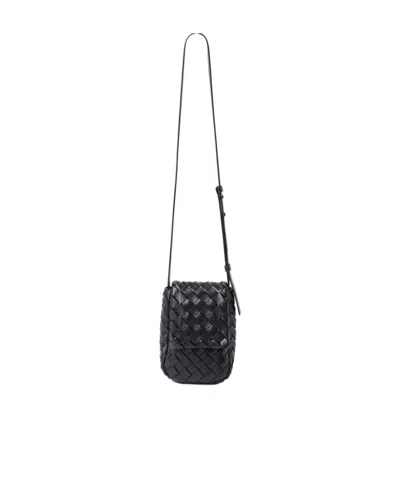 Bottega Veneta Mini Vertical Cobble Crossbody Bag In Black