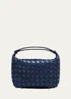 Bottega Veneta Mini Wallace Intrecciato Leather And Denim Shoulder Bag In Abyss-indigo