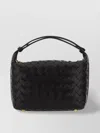 Bottega Veneta Mini Wallace Handbag With Top Handle And Woven Texture In Black