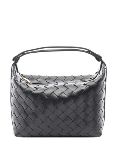 Pre-owned Bottega Veneta Mini Wallace Intrecciato Handbag In Black