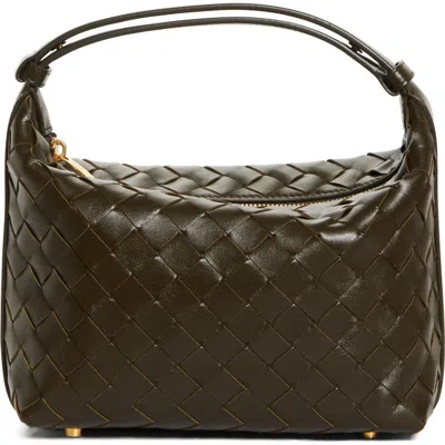 Bottega Veneta Mini Wallace Intrecciato Leather Shoulder Bag In Kaki-gold
