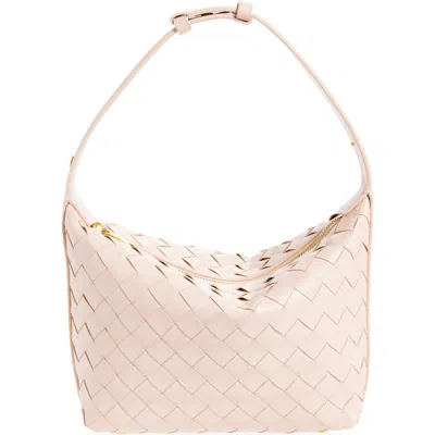 Bottega Veneta Mini Wallace Intrecciato Leather Shoulder Bag In Cameo-gold