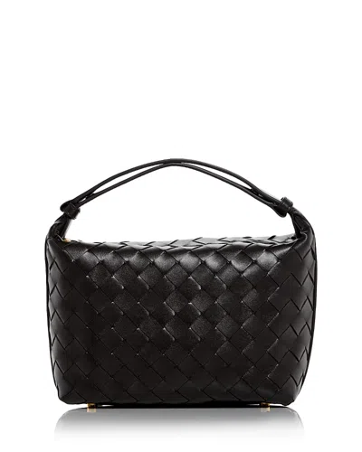 Bottega Veneta Mini Wallace Intrecciato Leather Top Handle Bag In Black
