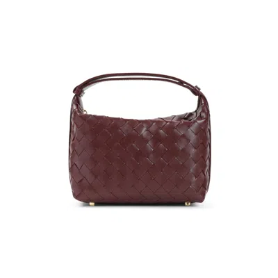 Bottega Veneta Mini Wallace Intreccio 15 Barolo Gold Leather Handbag In Gray
