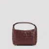 Bottega Veneta Mini Wallace Intreccio 15 Barolo Gold Leather Handbag In Burgundy