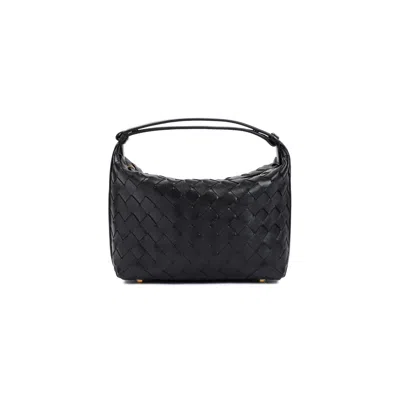 Bottega Veneta Mini Wallace Intreccio 15 Handbag Women In Black