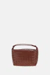 Bottega Veneta Women Wallace Leather Shoulder Bag With Intrecciato Motif In Brown