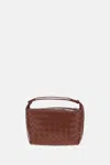Bottega Veneta Women Wallace Leather Shoulder Bag With Intrecciato Motif In Brown