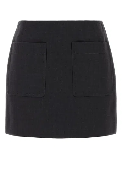 Bottega Veneta Minigonna In Misto Cotone Grafite Donna