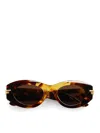 Bottega Veneta Mitre Oval Sunglasses In Marrón