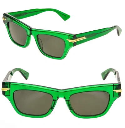 Pre-owned Bottega Veneta Mitre Bv1122s Transparent Green Bold Geometric Sunglass 1122 004