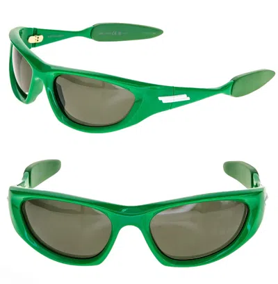 Pre-owned Bottega Veneta Mitre Bv1184s Green Unisex Sport Rubber Wrap Sunglasses 1184 003 In Gray
