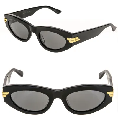 Pre-owned Bottega Veneta Mitre Bv1189s Black Unisex Bold Oval Sunglasses 1189 001 In Gray
