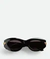 Bottega Veneta Round Acetate Sunglasses In Black/grey