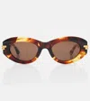 Bottega Veneta Mitre Oval Sunglasses In Brown