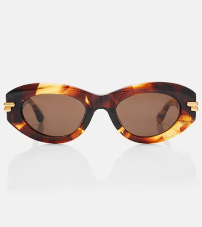 Bottega Veneta Mitre Oval Sunglasses In Brown