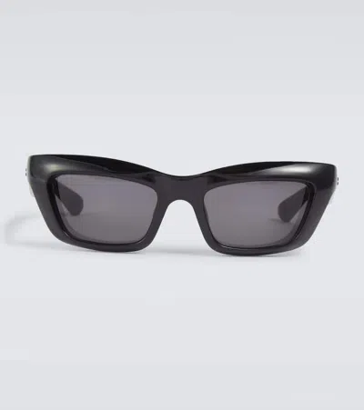 Bottega Veneta Mitre Square Sunglasses In Black-black-grey